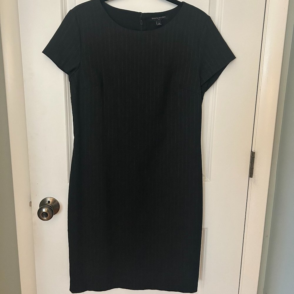 Charcoal grey dress with pinstripes